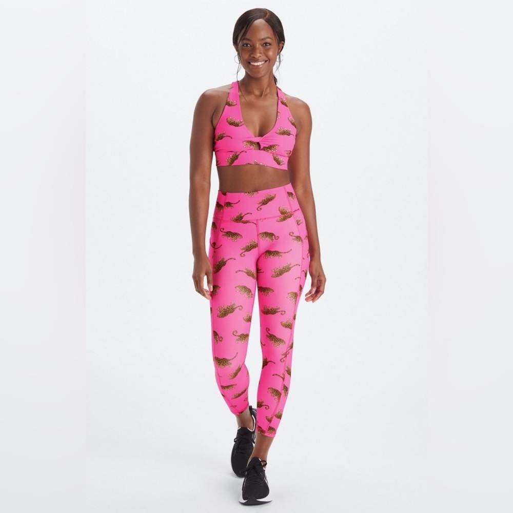 Fabletics Pink Leopard Workout Set